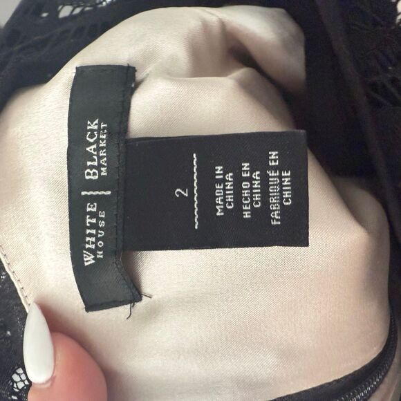 White House Black Market Women’s 2 Black Lace Dress Career Office Core - Picture 4 of 5